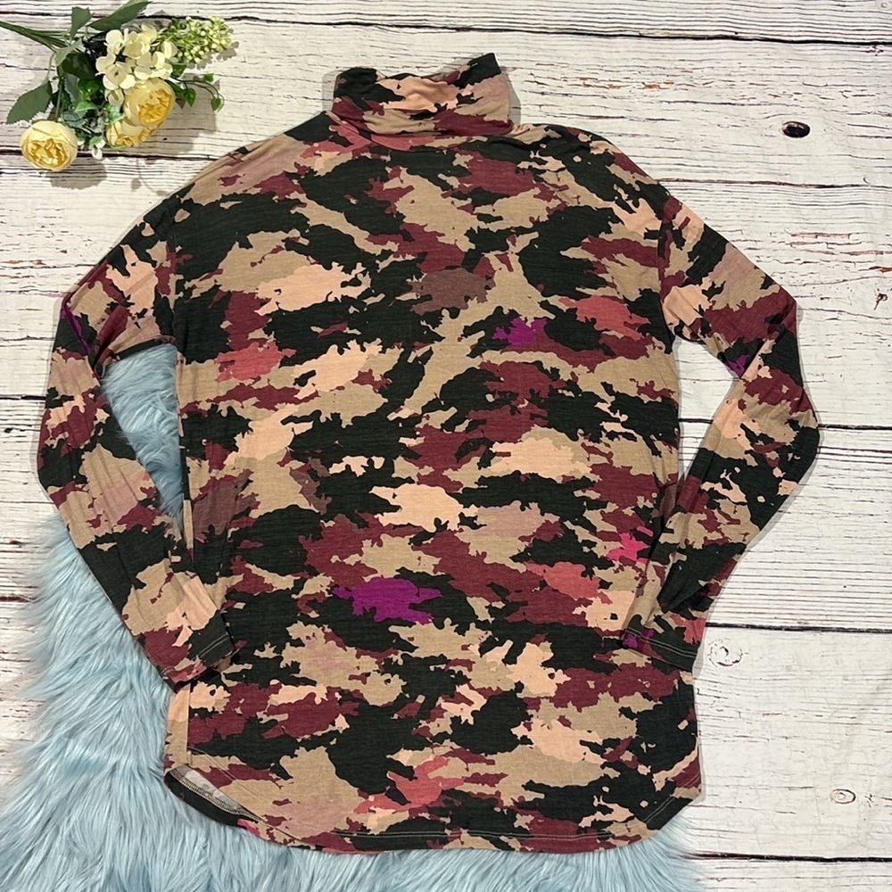 Majestic Filatures Camouflage Pink Turtleneck Long Sleeve Tee